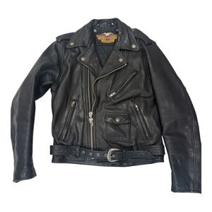 Vintage Harley Davidson Mens Leather Quilted Eagle Motorcycle Jacket Size 38